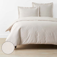 Mini-Check, Windowpane & Stripe Classic Cool Yarn-Dyed Cotton Percale Duvet Cover - Stripe Tan, Twin XL,Stripe Tan