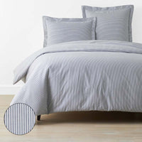 Classic Stripes and Plaids Cool Yarn-Dyed Cotton Percale Duvet Cover - Stripe Blue, Twin/Twin XL,Stripe Blue