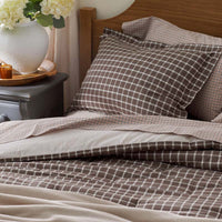 Classic Stripes and Plaids Cool Yarn-Dyed Cotton Percale Reversible Comforter - Windowpane Brown, Twin/Twin XL,Windowpane Brown