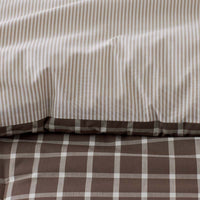 Classic Stripes and Plaids Cool Yarn-Dyed Cotton Percale Reversible Comforter - Windowpane Brown, Twin/Twin XL,Windowpane Brown