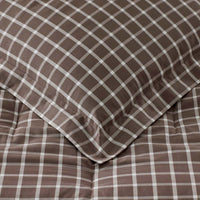 Classic Stripes and Plaids Cool Yarn-Dyed Cotton Percale Reversible Comforter - Windowpane Brown, Twin/Twin XL,Windowpane Brown