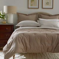 Classic Stripes and Plaids Cool Yarn-Dyed Cotton Percale Reversible Comforter - Windowpane Tan, Twin/Twin XL,Windowpane Tan