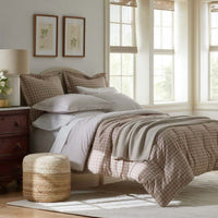 Classic Stripes and Plaids Cool Yarn-Dyed Cotton Percale Reversible Comforter - Windowpane Tan, Twin/Twin XL,Windowpane Tan