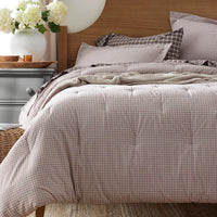Classic Stripes and Plaids Cool Yarn-Dyed Cotton Percale Comforter - Mini Check Brown, Twin/Twin XL,Mini Check Brown