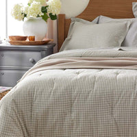 Classic Stripes and Plaids Cool Yarn-Dyed Cotton Percale Comforter - Mini Check Green, Twin/Twin XL,Mini Check Green
