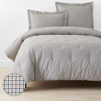 Classic Stripes and Plaids Cool Yarn-Dyed Cotton Percale Comforter - Mini Check Blue, Twin/Twin XL,Mini Check Blue
