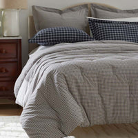 Classic Stripes and Plaids Cool Yarn-Dyed Cotton Percale Comforter - Mini Check Blue, Twin/Twin XL,Mini Check Blue