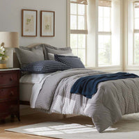 Classic Stripes and Plaids Cool Yarn-Dyed Cotton Percale Comforter - Mini Check Blue, Twin/Twin XL,Mini Check Blue