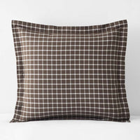 Classic Stripes and Plaids Cool Yarn-Dyed Cotton Percale Sham - Windowpane Brown, Euro,Windowpane Brown