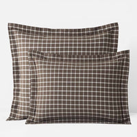 Classic Stripes and Plaids Cool Yarn-Dyed Cotton Percale Sham - Windowpane Brown, Standard,Windowpane Brown