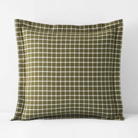 Classic Stripes and Plaids Cool Yarn-Dyed Cotton Percale Sham - Windowpane Green, Euro,Windowpane Green
