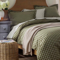 Classic Stripes and Plaids Cool Yarn-Dyed Cotton Percale Sham - Windowpane Green, Standard,Windowpane Green