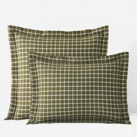 Classic Stripes and Plaids Cool Yarn-Dyed Cotton Percale Sham - Windowpane Green, Standard,Windowpane Green