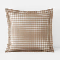 Classic Stripes and Plaids Cool Yarn-Dyed Cotton Percale Sham - Windowpane Tan, Euro,Windowpane Tan