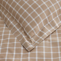 Classic Stripes and Plaids Cool Yarn-Dyed Cotton Percale Sham - Windowpane Tan, Standard,Windowpane Tan