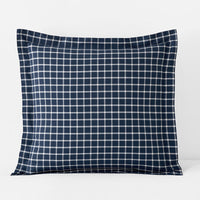 Classic Stripes and Plaids Cool Yarn-Dyed Cotton Percale Sham - Windowpane Blue, Euro,Windowpane Blue