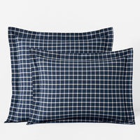 Classic Stripes and Plaids Cool Yarn-Dyed Cotton Percale Sham - Windowpane Blue, Standard,Windowpane Blue
