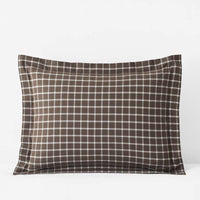 Classic Stripes and Plaids Cool Yarn-Dyed Cotton Percale Sham - Windowpane Brown, Standard,Windowpane Brown