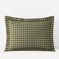 Classic Stripes and Plaids Cool Yarn-Dyed Cotton Percale Sham - Windowpane Green, Standard,Windowpane Green