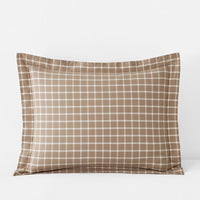 Classic Stripes and Plaids Cool Yarn-Dyed Cotton Percale Sham - Windowpane Tan, Standard,Windowpane Tan