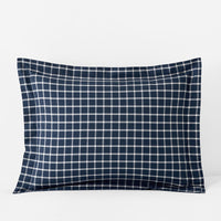 Classic Stripes and Plaids Cool Yarn-Dyed Cotton Percale Sham - Windowpane Blue, Standard,Windowpane Blue