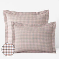 Classic Stripes and Plaids Cool Yarn-Dyed Cotton Percale Sham - Mini Check Brown, Standard,Mini Check Brown