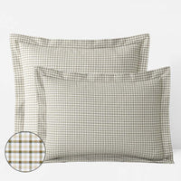 Classic Stripes and Plaids Cool Yarn-Dyed Cotton Percale Sham - Mini Check Green, Euro,Mini Check Green