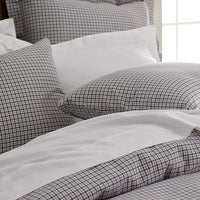 Classic Stripes and Plaids Cool Yarn-Dyed Cotton Percale Sham - Mini Check Blue, King,Mini Check Blue