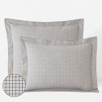 Classic Stripes and Plaids Cool Yarn-Dyed Cotton Percale Sham - Mini Check Blue, King,Mini Check Blue
