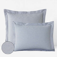 Classic Stripes and Plaids Cool Yarn-Dyed Cotton Percale Sham - Stripe Blue, Standard,Stripe Blue