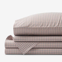 Classic Stripes and Plaids Cool Yarn-Dyed Cotton Percale Bed Sheet Set - Mini Check Brown, Twin XL,Mini Check Brown