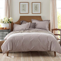 Classic Stripes and Plaids Cool Yarn-Dyed Cotton Percale Bed Sheet Set - Mini Check Brown, Twin XL,Mini Check Brown