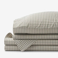 Classic Stripes and Plaids Cool Yarn-Dyed Cotton Percale Bed Sheet Set - Mini Check Green, Twin XL,Mini Check Green