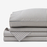 Classic Stripes and Plaids Cool Yarn-Dyed Cotton Percale Bed Sheet Set - Mini Check Blue, Twin XL,Mini Check Blue