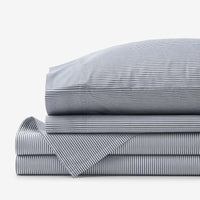 Classic Stripes and Plaids Cool Yarn-Dyed Cotton Percale Bed Sheet Set - Stripe Blue, Twin XL,Stripe Blue