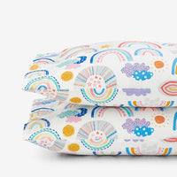 Magical Rainbows Classic Cool Organic Cotton Percale Pillowcase Set - White Multi, Standard,White Multi