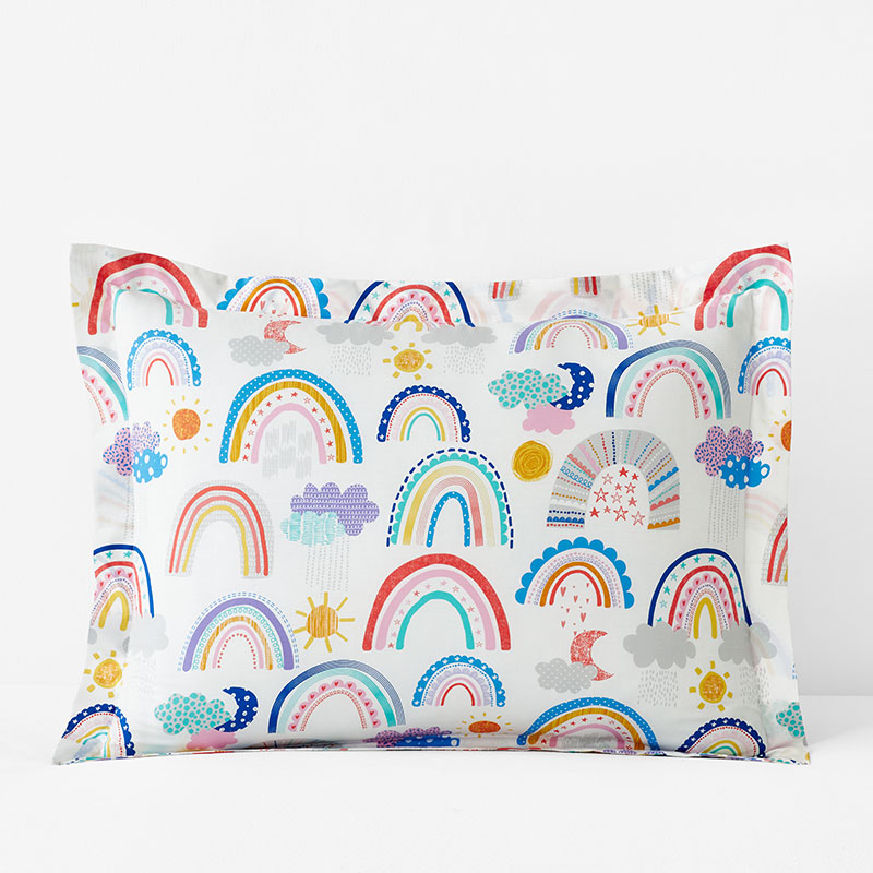 Magical Rainbows Classic Cool Organic Cotton Percale Sham - White Multi, Standard,White Multi