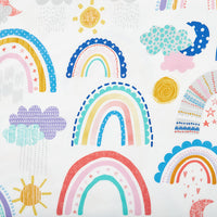 Magical Rainbows Classic Cool Organic Cotton Percale Bed Sheet Set - White Multi, Twin,White Multi