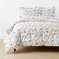 Magical Rainbows Classic Cool Organic Cotton Percale Comforter Set - White Multi, Twin/Twin XL,White Multi
