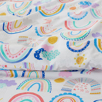 Magical Rainbows Classic Cool Organic Cotton Percale Comforter Set - White Multi, Twin/Twin XL,White Multi