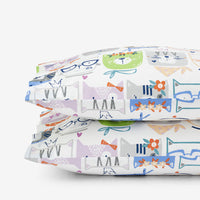 Stylish Cats Classic Cool Organic Cotton Percale Pillowcase Set - White Multi, Standard,White Multi