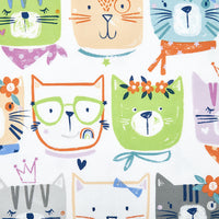 Stylish Cats Classic Cool Organic Cotton Percale Pillowcase Set - White Multi, Standard,White Multi