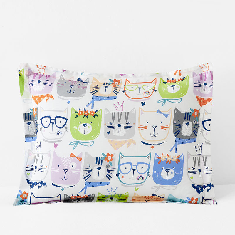 Stylish Cats Classic Cool Organic Cotton Percale Sham - White Multi, Standard,White Multi