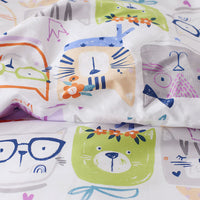 Stylish Cats Classic Cool Organic Cotton Percale Bed Sheet Set - White Multi, Twin,White Multi