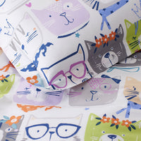 Stylish Cats Classic Cool Organic Cotton Percale Duvet Cover Set - White Multi, Twin/Twin XL,White Multi