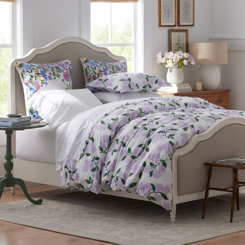 Hydrangea Classic Cool Cotton Percale Duvet Cover - Lilac, Full/Queen,Lilac