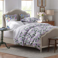 Hydrangea Classic Cool Cotton Percale Duvet Cover - Lilac, Full/Queen,Lilac