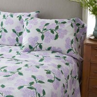 Hydrangea Classic Cool Cotton Percale Bed Sheet Set - Lilac, Twin,Lilac
