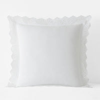 Eyelet Classic Cool Cotton Percale Solid Sham - White, Euro,White