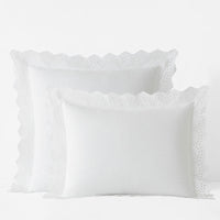 Eyelet Classic Cool Cotton Percale Solid Sham - White, Standard,White